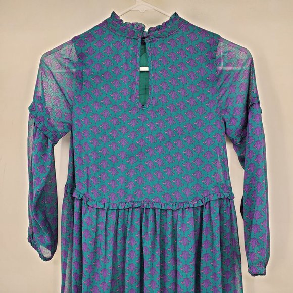 Colorful Planet Girls Green Dress Purple Fleur de Lis Peasan M 7/8 - Picture 11 of 12